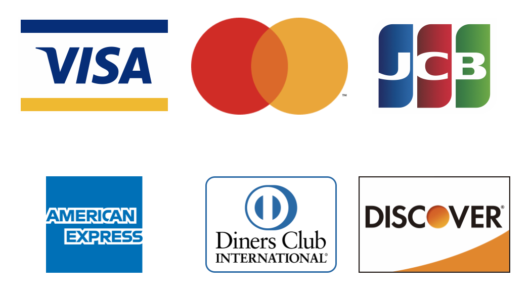 VISA/Mastercard/American Express /JCB/Diners Club/Discover